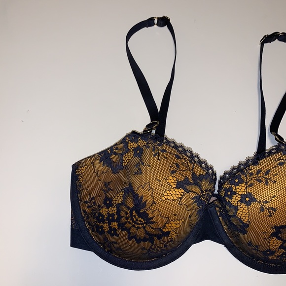 Stella McCartney Navy Blue and Golden Yellow Lace Bra - Women’s Size 32E / E32 - Picture 3 of 11
